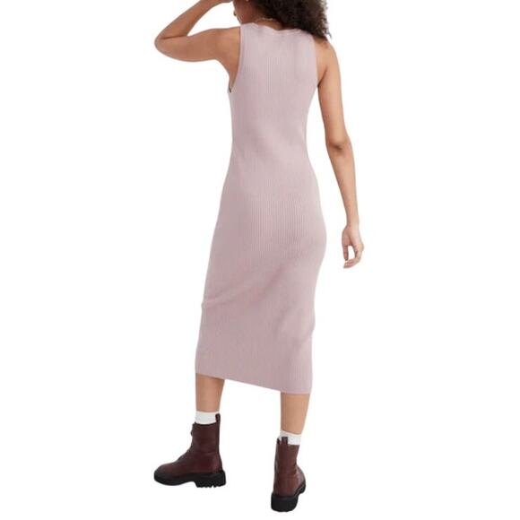 Madewell Midi Sweater Dress Sleeveless Ribbed Knit Fitted Pale Thistle Small - Picture 2 of 9